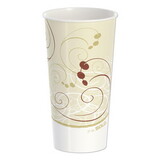Dart SCCRNP21PSYM Double Sided Poly Paper Cold Cups, 21 oz, Symphony Design, Tan/Maroon/White, 50/Pack, 20 Packs/Carton