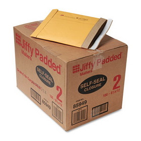 Sealed Air 67068 Jiffy Padded Mailer, #2, Paper Lining, Self-Adhesive Closure, 8.5 x 12, Natural Kraft, 100/Carton