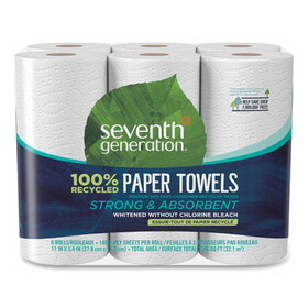 Seventh Generation SEV13731CT 100% Recycled Paper Kitchen Towel Rolls, 2-Ply, 11 x 5.4, 140 Sheets/Roll, 24 Rolls/Carton