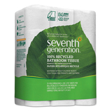 Seventh Generation SEV13738 100% Recycled Bathroom Tissue, Septic Safe, 2-Ply, White, 240 Sheets/Roll, 24/Pack