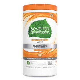 Seventh Generation SEV 22813 Botanical Disinfecting Wipes, 7 x 8, 70 Count, 6/Carton