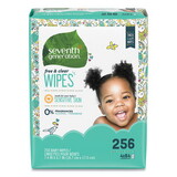 Seventh Generation SEV 34219CT Free & Clear Baby Wipes, Refill, Unscented, White, 256/PK, 3 PK/CT