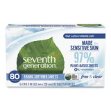 Seventh Generation SEV44930EA Natural Fabric Softener Sheets, Unscented, 80 Sheets/Box