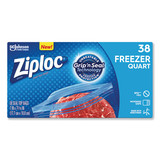 Ziploc SJN314444 Double Zipper Freezer Bags, 1 qt, 2.7 mil, 6.97