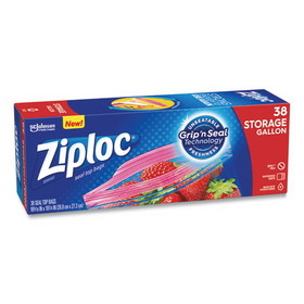 Ziploc 314470BX Double Zipper Storage Bags, 1 gal, 1.75 mil, 10.56" x 10.75", Clear, 38/Box