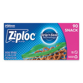 Ziploc SJN315892 Seal Top Snack Bags, Snack, 6.5" x 3.25", Clear, 90 Bags/Box, 12 Boxes/Carton