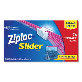 Ziploc 316490 Slider Storage Bags, 1 qt, 5.88" x 7.88", Clear, 9/Carton