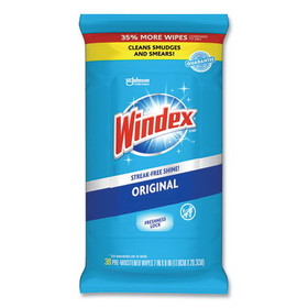Windex 00019800002961 Glass and Surface Wet Wipe, Cloth, 7 x 8, 38/Pack, 12 Packs/Carton