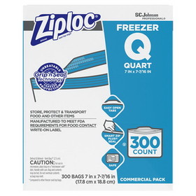 Ziploc SJN696187 Zipper Freezer Bags, 32 oz, 7" x 7.75", Clear, 300/Carton