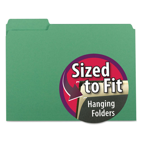 Smead SMD10247 Interior File Folders, 1/3-Cut Tabs: Assorted, Letter Size, 0.75" Expansion, Green, 100/Box