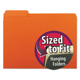 Smead SMD10259 Interior File Folders, 1/3-Cut Tabs: Assorted, Letter Size, 0.75" Expansion, Orange, 100/Box