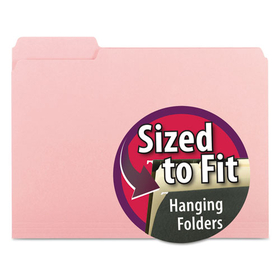 Smead SMD10263 Interior File Folders, 1/3-Cut Tabs: Assorted, Letter Size, 0.75" Expansion, Pink, 100/Box