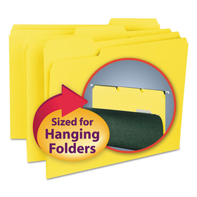 Smead SMD10271 Interior File Folders, 1/3-Cut Tabs: Assorted, Letter Size, 0.75" Expansion, Yellow, 100/Box