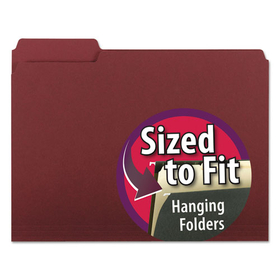 Smead SMD10275 Interior File Folders, 1/3-Cut Tabs: Assorted, Letter Size, 0.75" Expansion, Maroon, 100/Box