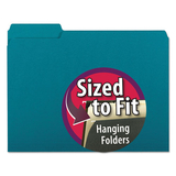 SMEAD MANUFACTURING CO. SMD10291 Interior File Folders, 1/3 Cut Top Tab, Letter, Teal 100/box