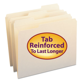 Smead SMD10334 Reinforced Tab Manila File Folders, 1/3-Cut Tabs: Assorted, Letter Size, 0.75" Expansion, 11-pt Manila, 100/Box