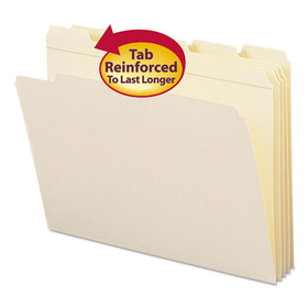 Smead SMD10356 Reinforced Tab Manila File Folders, 1/5-Cut Tabs: Assorted, Letter Size, 0.75" Expansion, 11-pt Manila, 100/Box