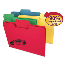 Smead SMD10410 SuperTab Colored File Folders, 1/3-Cut Tabs: Assorted, Letter Size, 0.75" Expansion, 14-pt Stock, Assorted Colors, 50/Box