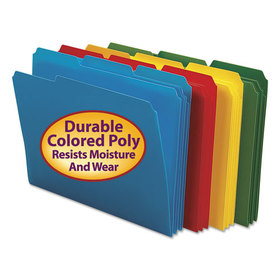 Smead SMD10500 Top Tab Poly Colored File Folders, 1/3-Cut Tabs: Assorted, Letter Size, 0.75" Expansion, Assorted Colors, 24/Box