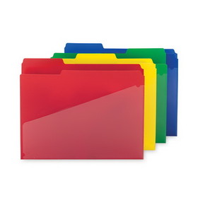 Smead SMD10541 Poly Colored File Folders With Slash Pocket, 1/3-Cut Tabs: Assorted, Letter Size, 0.75" Expansion, Assorted Colors, 12/Pack