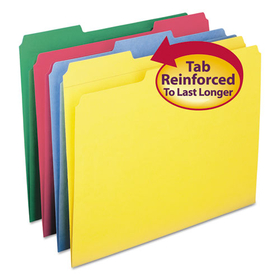 Smead SMD11641 Reinforced Top Tab Colored File Folders, 1/3-Cut Tabs: Assorted, Letter Size, 0.75" Expansion, Assorted Colors, 12/Pack