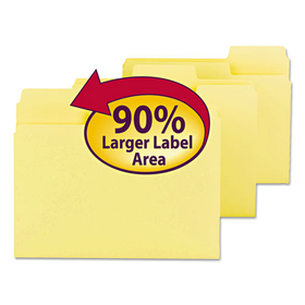 Smead SMD11984 SuperTab Colored File Folders, 1/3-Cut Tabs: Assorted, Letter Size, 0.75" Expansion, 11-pt Stock, Yellow, 100/Box