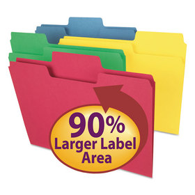 Smead SMD11987 SuperTab Colored File Folders, 1/3-Cut Tabs: Assorted, Letter Size, 0.75" Expansion, 11-pt Stock, Color Assortment 1, 100/Box