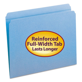 SMEAD MANUFACTURING CO. SMD12010 File Folders, Straight Cut, Reinforced Top Tab, Letter, Blue, 100/box