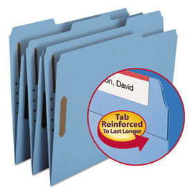 Smead SMD12040 Top Tab Colored Fastener Folders, 0.75" Expansion, 2 Fasteners, Letter Size, Blue Exterior, 50/Box