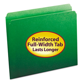 Smead SMD12110 Reinforced Top Tab Colored File Folders, Straight Tabs, Letter Size, 0.75" Expansion, Green, 100/Box