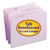 SMEAD MANUFACTURING CO. SMD12434 File Folders, 1/3 Cut, Reinforced Top Tab, Letter, Lavender, 100/box