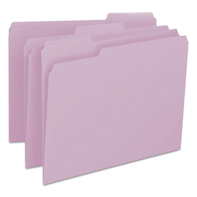 Smead SMD12443 Colored File Folders, 1/3-Cut Tabs: Assorted, Letter Size, 0.75" Expansion, Lavender, 100/Box