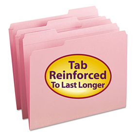 Smead SMD12634 Reinforced Top Tab Colored File Folders, 1/3-Cut Tabs: Assorted, Letter Size, 0.75" Expansion, Pink, 100/Box