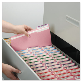 Smead SMD12643 Colored File Folders, 1/3-Cut Tabs: Assorted, Letter Size, 0.75" Expansion, Pink, 100/Box