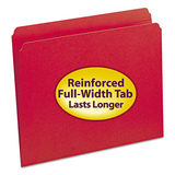 SMEAD MANUFACTURING CO. SMD12710 File Folders, Straight Cut, Reinforced Top Tab, Letter, Red, 100/box
