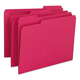 Smead SMD12743 Colored File Folders, 1/3-Cut Tabs: Assorted, Letter Size, 0.75" Expansion, Red, 100/Box
