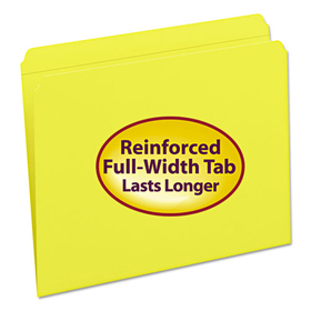 Smead SMD12910 Reinforced Top Tab Colored File Folders, Straight Tabs, Letter Size, 0.75" Expansion, Yellow, 100/Box