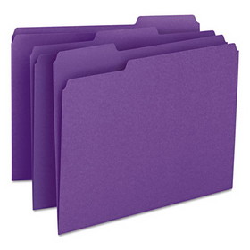 Smead SMD13043 Colored File Folders, 1/3-Cut Tabs: Assorted, Letter Size, 0.75" Expansion, Purple, 100/Box