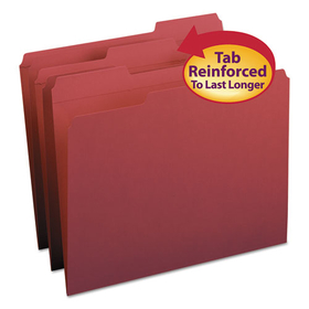 Smead SMD13084 Reinforced Top Tab Colored File Folders, 1/3-Cut Tabs: Assorted, Letter Size, 0.75" Expansion, Maroon, 100/Box