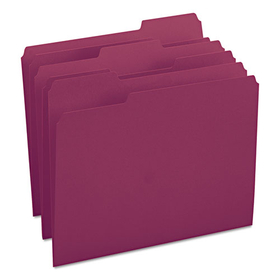 Smead SMD13093 Colored File Folders, 1/3-Cut Tabs: Assorted, Letter Size, 0.75" Expansion, Maroon, 100/Box