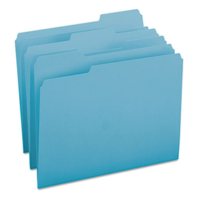 Smead SMD13143 Colored File Folders, 1/3-Cut Tabs: Assorted, Letter Size, 0.75" Expansion, Teal, 100/Box