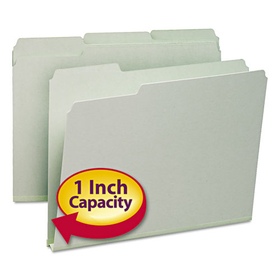Smead SMD13230 Expanding Recycled Heavy Pressboard Folders, 1/3-Cut Tabs: Assorted, Letter Size, 1" Expansion, Gray-Green, 25/Box