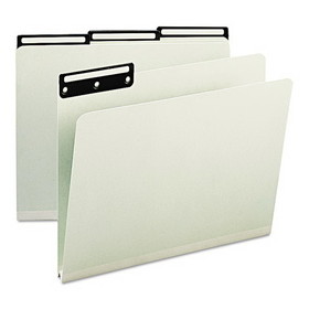 Smead 13430 Recycled Heavy Pressboard File Folders with Insertable Metal Tabs, 1/3-Cut Tabs, Letter Size, Gray-Green, 25/Box