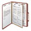 Smead SMD13775 Pressboard Classification Folders, Four SafeSHIELD Fasteners, 2/5-Cut Tabs, 1 Divider, Letter Size, Red, 10/Box, Price/BX