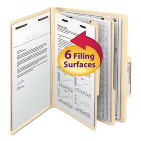 Smead 14000 Manila Four- and Six-Section Top Tab Classification Folders, 2 Dividers, Letter Size, Manila, 10/Box