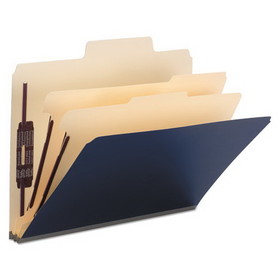 Smead 14010 SuperTab Colored Classification Folders, SafeSHIELD Coated Fastener Technology, 2 Dividers, Letter Size, Dark Blue, 10/Box