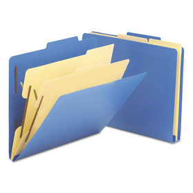 Smead SMD14045 Six-Section Poly Classification Folders, 2" Expansion, 2 Dividers, 6 Fasteners, Letter Size, Blue Exterior, 10/Box
