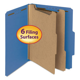 Smead SMD14062 Recycled Pressboard Classification Folders, 2" Expansion, 2 Dividers, 6 Fasteners, Letter Size, Dark Blue, 10/Box