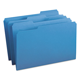 Smead SMD17043 Colored File Folders, 1/3-Cut Tabs: Assorted, Legal Size, 0.75" Expansion, Blue, 100/Box