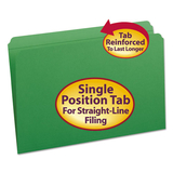 SMEAD MANUFACTURING CO. SMD17110 File Folders, Straight Cut, Reinforced Top Tab, Legal, Green, 100/box